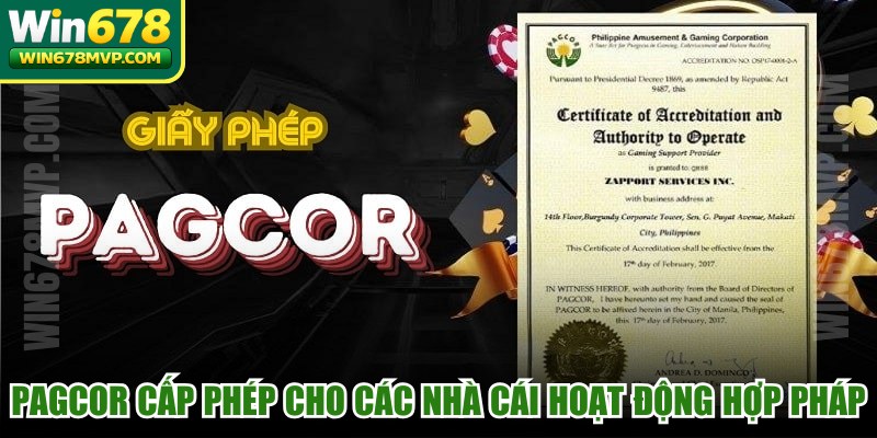 PAGCOR đặc biệt cấp phép cho các nhà cái hoạt động hợp pháp